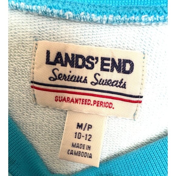 Lands End Womens Tie-Dye Blue Sweatshirt M/P 10-12 Cotton Blend Crewneck Long Sl - Picture 4 of 6